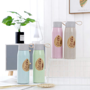 Double Layer Wheat Fragrant Glass Water Cup – Sealed Thickened Handle Mug | Push Lid & Built-In Phone Holder | Gift Cup for Events