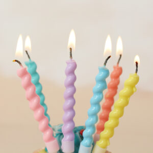 Macaron Twisted Birthday Candles – 6-Pack Decorative Spiral Cake Candles for Party & Baking | Colorful Pastel Set