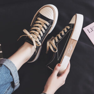 Blue Biscuit Canvas Shoes for Women – Korean Style Versatile Low-Top Sneakers