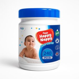 Fresh Happy Nappy Baby Wipes – 240 pcs | Alcohol-Free, Aloe Vera & Vitamin E Enriched