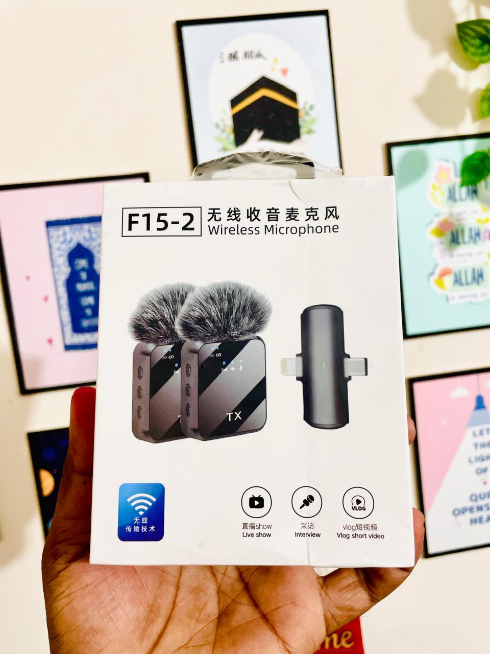 F15-2 Dual Wireless Microphone System in Bangladesh – Professional UHF wireless mics with clear sound, long range, and rechargeable battery. Ideal for events, karaoke, and presentations at EcoVen Shop.